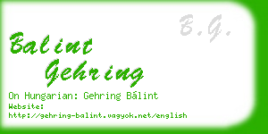 balint gehring business card